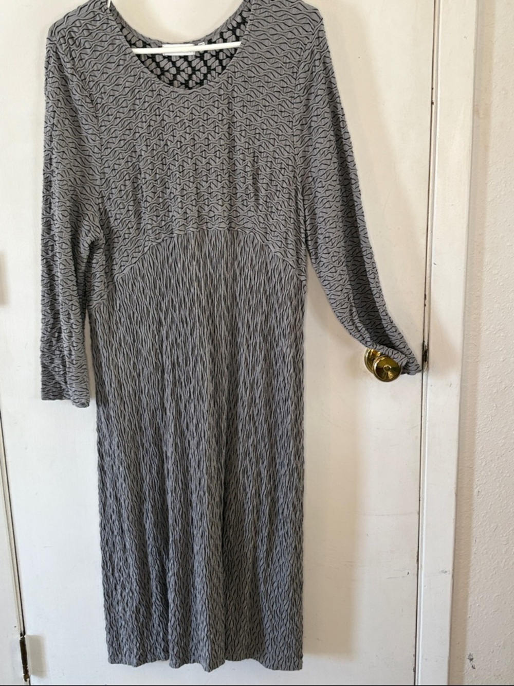 Habitat grey black ripple texture long sleeve maxi dress Size XL